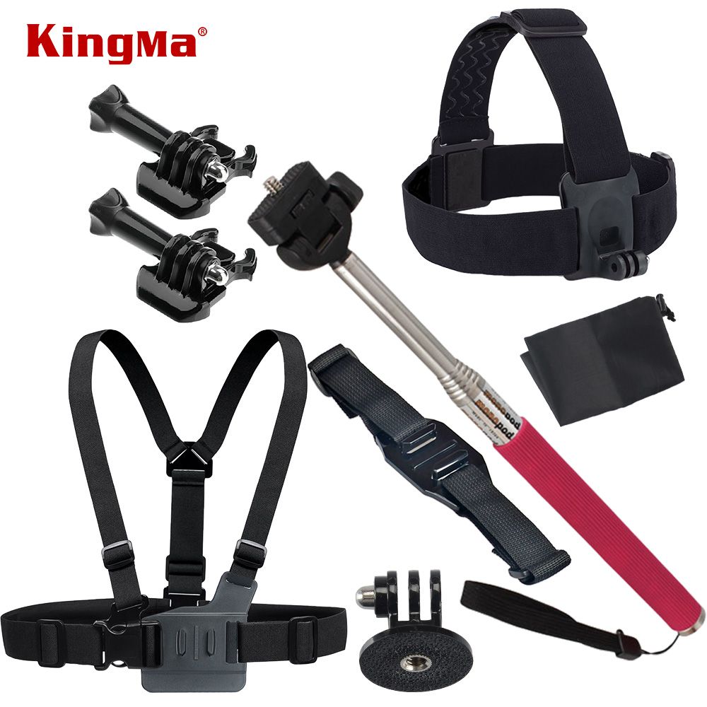 Kit de accesorios CNYO® Kingma - Montaje para pecho, correa para cabeza, monopie con adaptador Manfrotto para GoPro Hero 2/3/4 y SJ4000/SJ5000