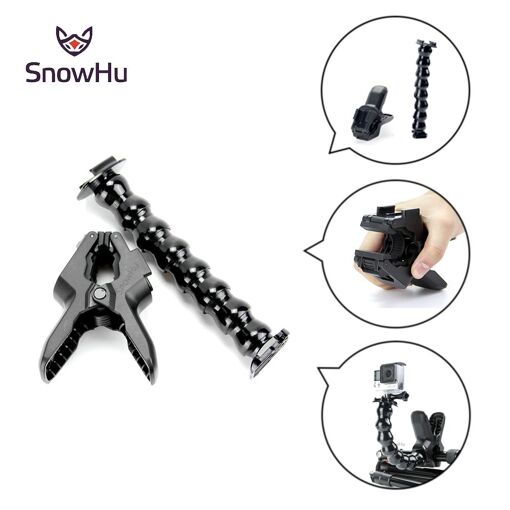 Support de caméra CNYO® SnowHu Jaws Flex avec cou ajustable pour GoPro Hero 6/5/4, SJ4000/7000, Eken H9/H9R, Xiaomi Yi 4K, Sjcam