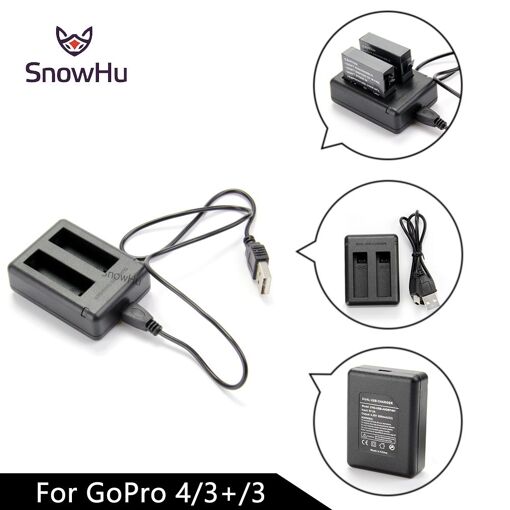 Cargador de batería doble USB SnowHu para GoPro Hero 4