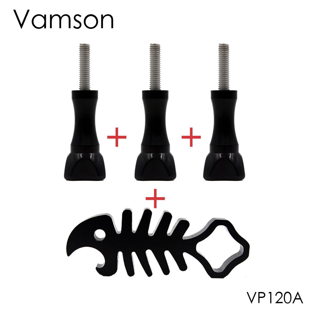CNYO® 4-Piece Long Vis + CNC Aluminum Fishbone Key for GoPro Hero 5/4, SJ4000, Xiaomi Sport Camera VP120A