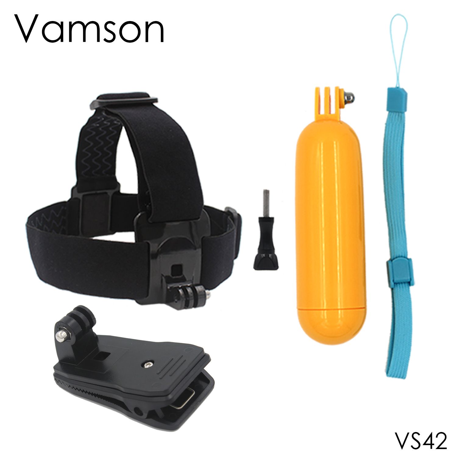 CNYO Vamson Head Strap Floaty Bobber Degree Clip for GoPro Hero 5 4 3+ Xiaomi Yi 4K SJCAM VS42