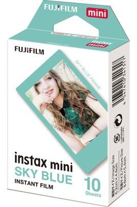 Fujifilm Instax Mini Instant Film Paper, Sky Blue Frame - Pack of 10