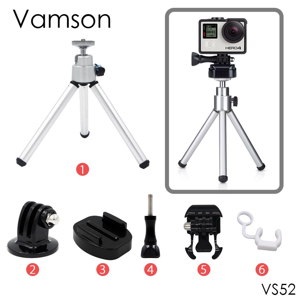 CNYO Vamson GoPro Accessory Flat Quick Release Mini Tripod Mount Adapter for GoPro Hero 5 4 3+ Xiaomi Yi 4K VS52