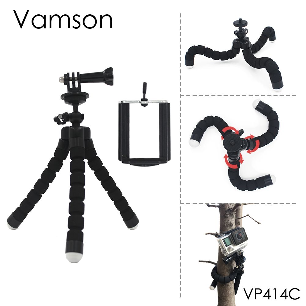 CNYO® Vamson GoPro Accessory Mini Tripod Flexible Leg with Mount Adapter for GoPro Hero 5 4 3+ Xiaomi Yi VP414C