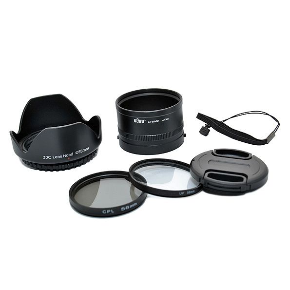 Kit de accesorios para Pentax MX1 de 6 piezas (filtro UV CPL de 58 mm, protector solar, tapas)