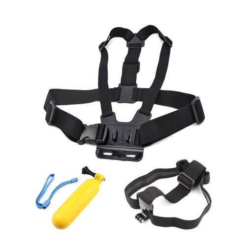 Poignée flottante CNYO + Sangle de tête élastique + Mont de harnais de poitrine pour GoPro Hero 6/5/4/3 + SJCAM Yi