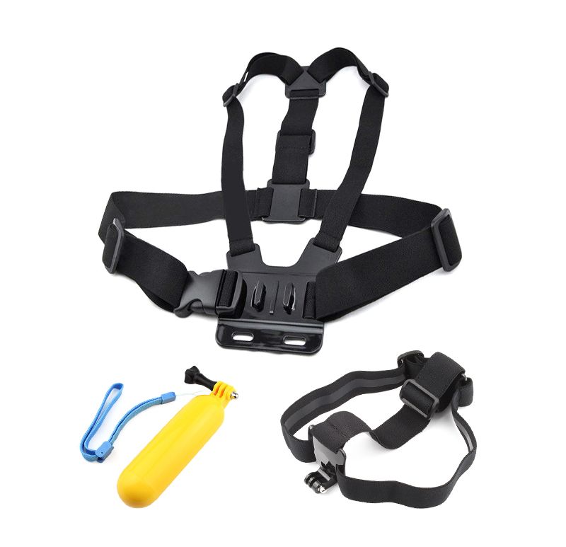 Montaje flotante de agarre de mano CNYO + Cinta elástica para la cabeza + Arnés de pecho para GoPro Hero 6/5/4/3 + SJCAM Yi