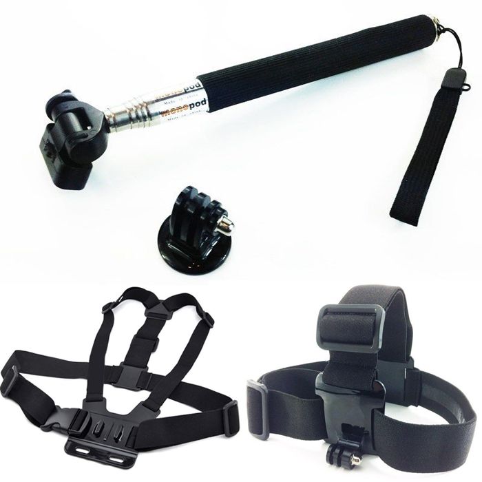 Cinturón de pecho CNYO® 4 en 1 + correa para la cabeza + mango Manfrotto + adaptador para montaje de trípode para GoPro Hero 1/2/3/4