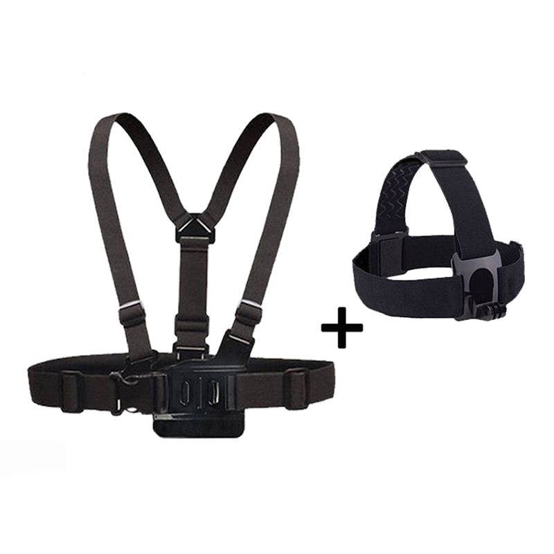 Cnyo® Head and Chest Mount for SJCAM SJ6, GoPros and Similar Cameras (Black, Size L)
