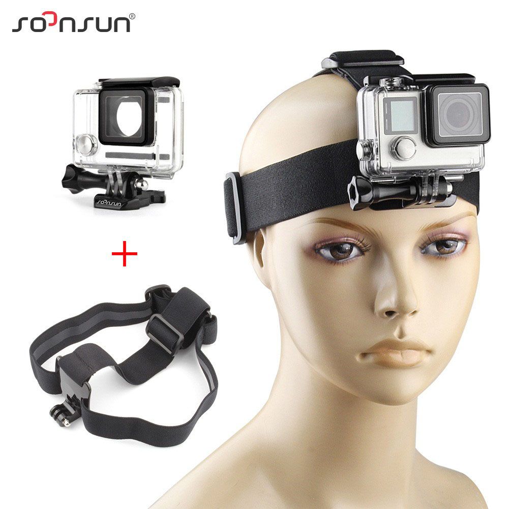 CNYO Waterproof Housing Case for GoPro Hero 4/3+ with Head Strap Mount