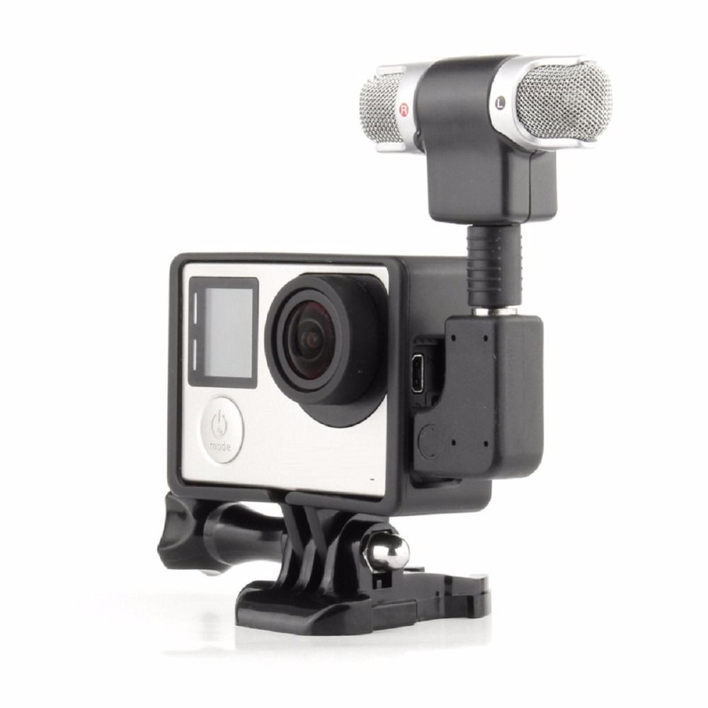 Kit de accesorios CNYO® 7 en 1 para GoPro Hero 3/3+ y 4 - Micrófono, marco, tuerca, correa, gancho y adaptador
