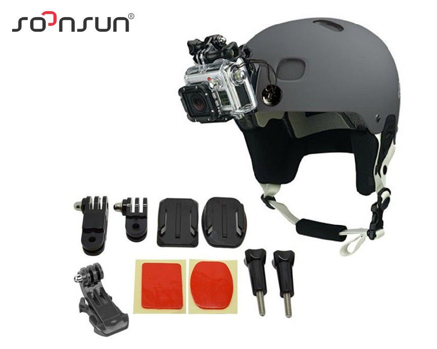 Cnyo® Front Mount Helmet with Curved Adhesive Sticks for GoPro Hero 6/5/4/3+ and SJCAM Accessories