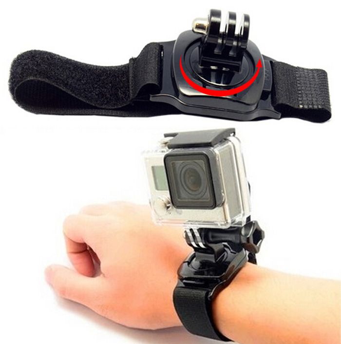Bracelet de poignet CNYO® à angle réglable 360° avec adaptateur pour GoPro Hero 6/5/4/3+ et SJCAM/Xiaomi Yi