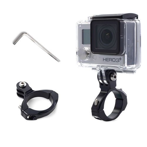 Adaptateur de guidon pour vélo ou moto Xcsource - Aluminium noir pour Gopro Hero 1, 2, 3, 3+
