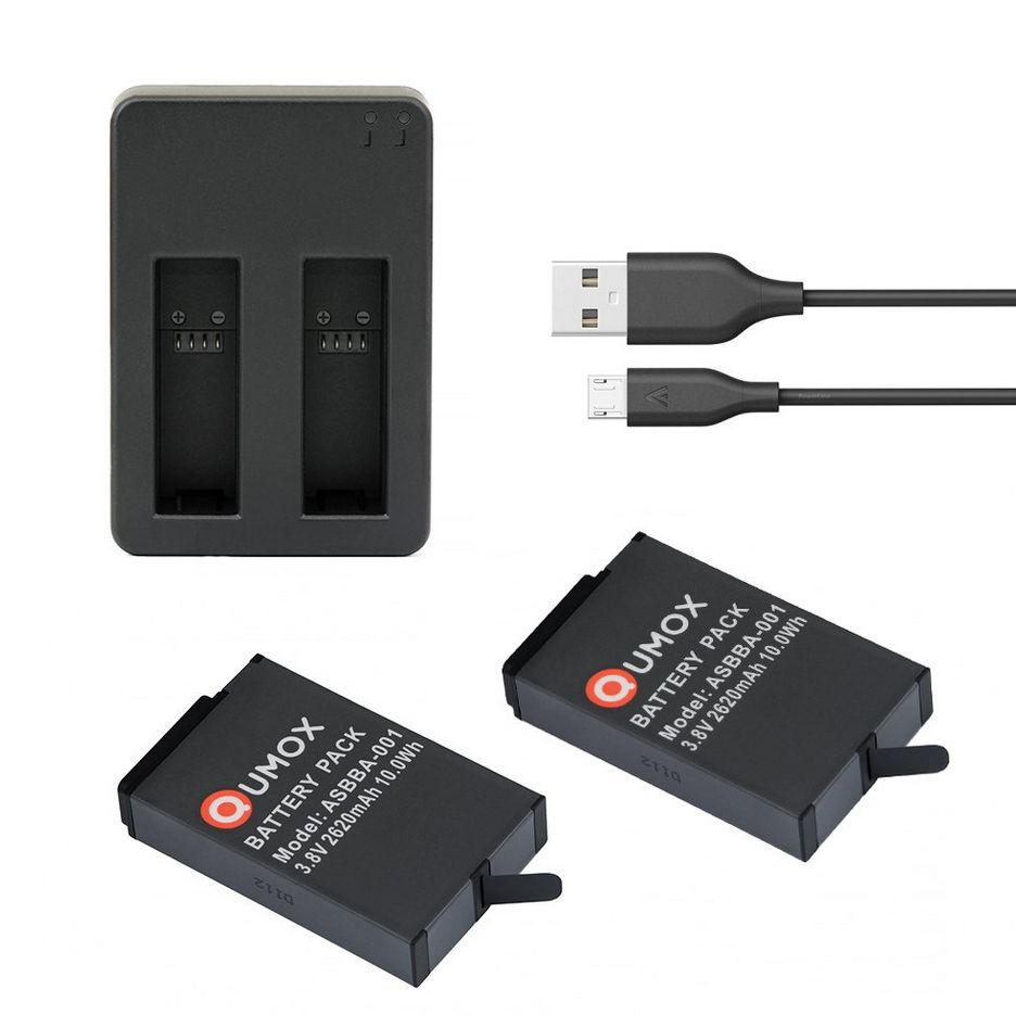QUMOX 2620mAh Battery Duo + Double Charger Set for GoPro Fusion 360