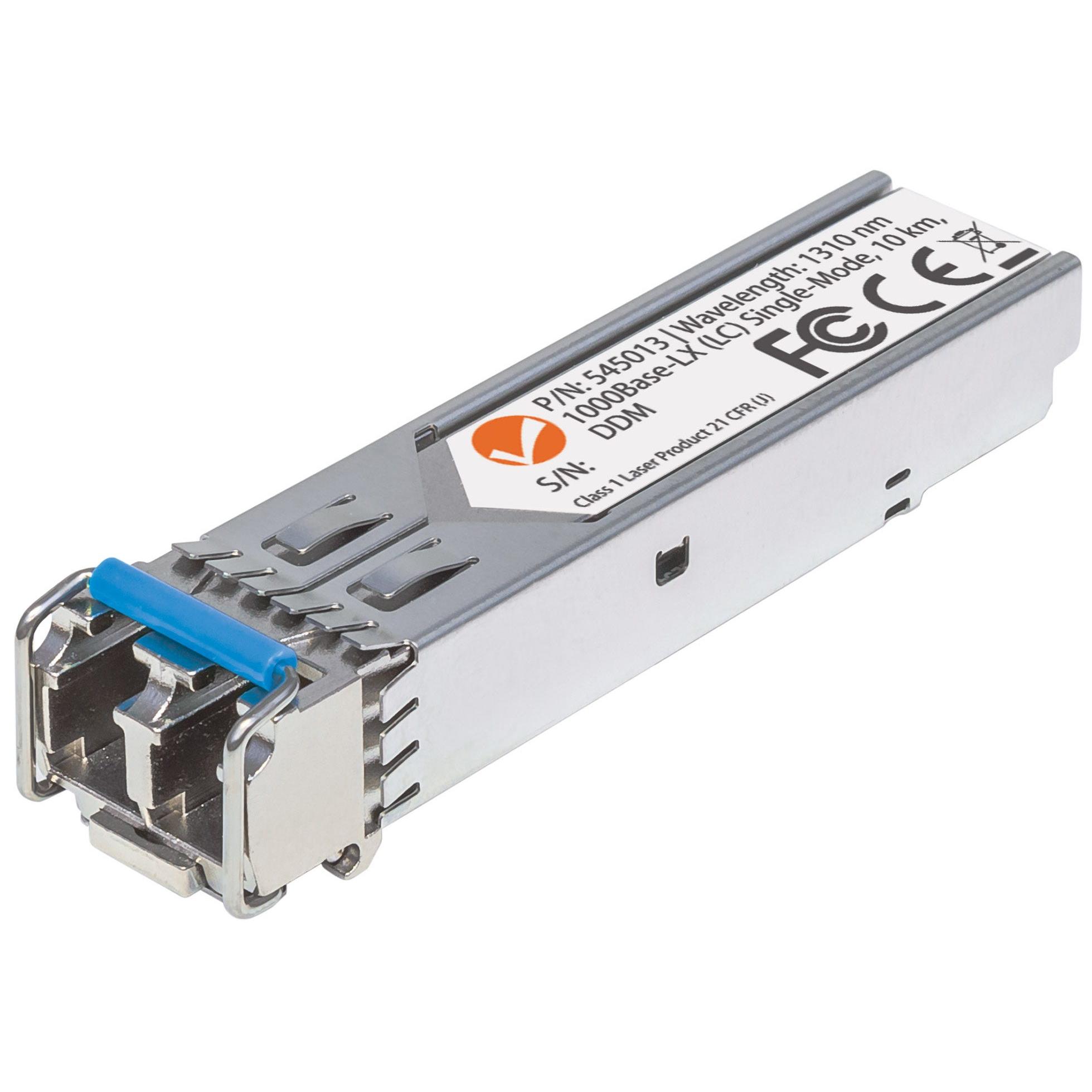 Intellinet SFP Fiber Optic Transceiver Module, 1000Base-LX (LC) Monomode, 10 km, 1310 nm, MSA Compliant, Equivalent to Cisco GLC-LH-SM, 3-Year Warranty