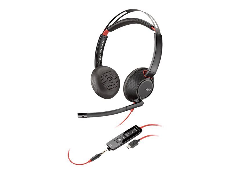 Poly Blackwire 5220 - Over-Ear Headset - Wired - 3.5mm Jack, USB-C