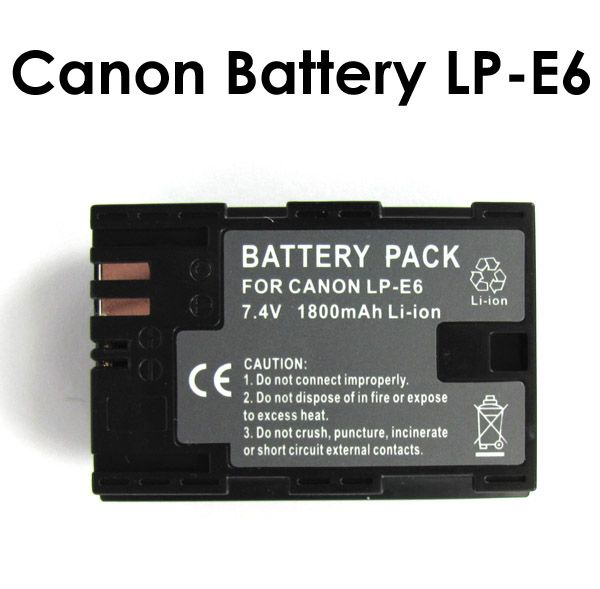 Batería LP-E6 de ion de litio con Infochip para Canon 5D Mark II/III, 6D, 7D y 60D/70D/700D