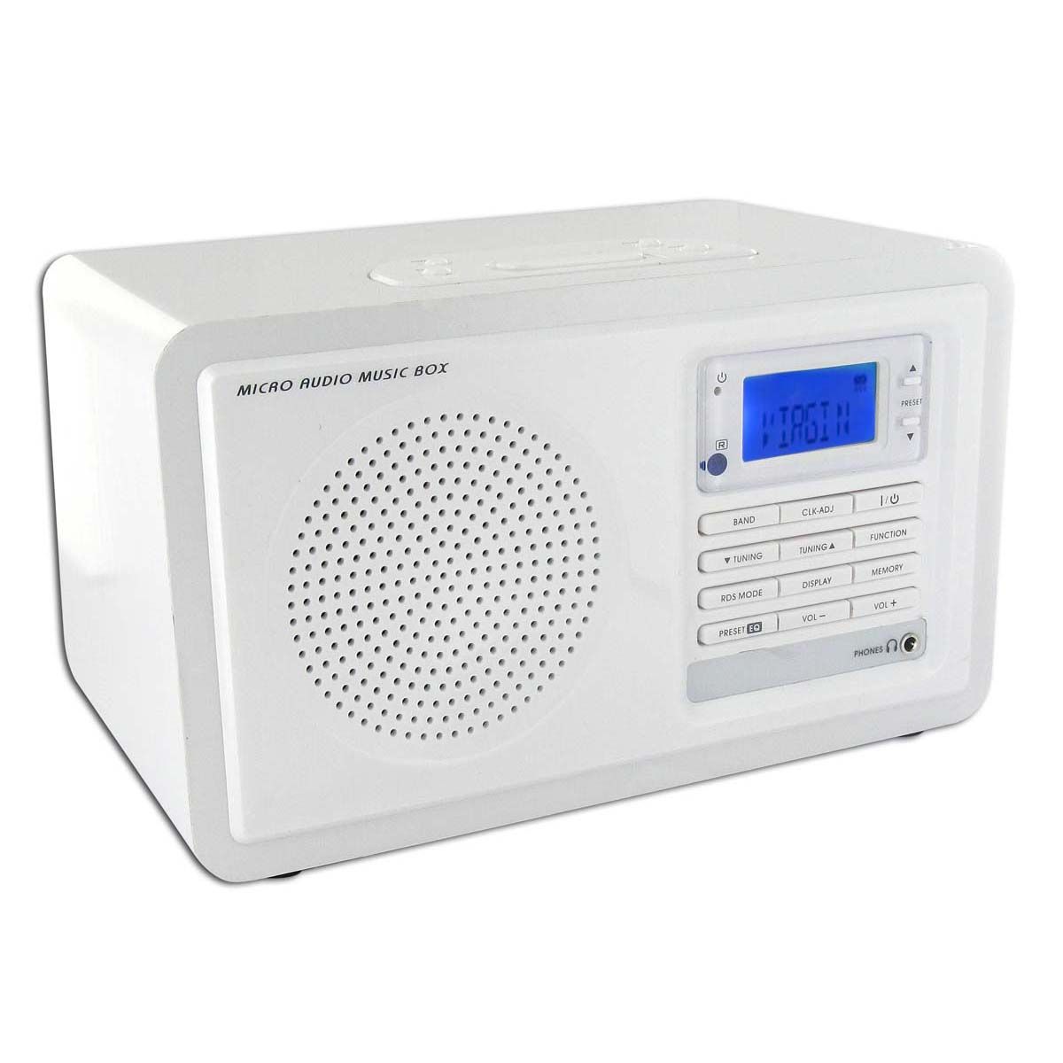 Bigben RDS80 Radio Alarm Clock, Silver and White Wood