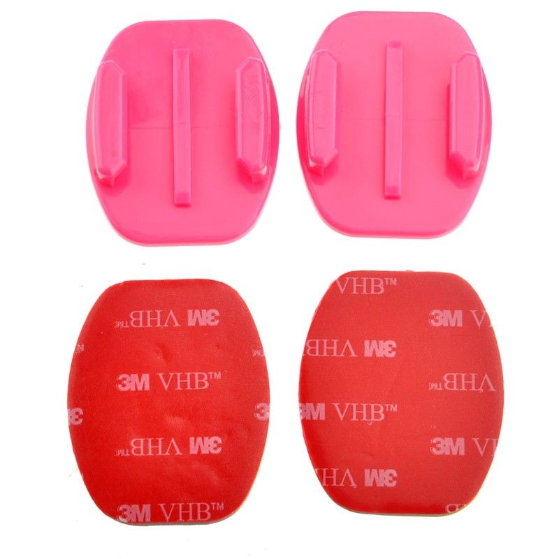 Wewoo GoPro Mount, Pink - ST-12 with 2 Flat Surface Adapters and 2 Adhesive Mount Stickers for HERO4/3+/3/2/1