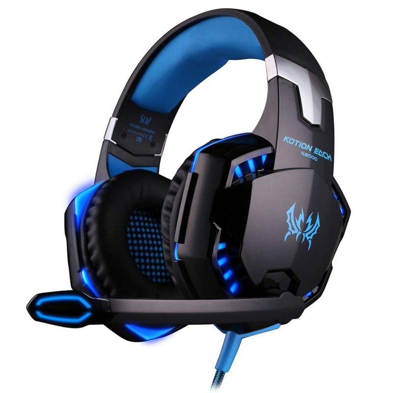 Wewoo Gaming Headset for PC Gamers, 2.2m Cable + Over-Ear Game Earphones with Built-in Microphone and LED Lights