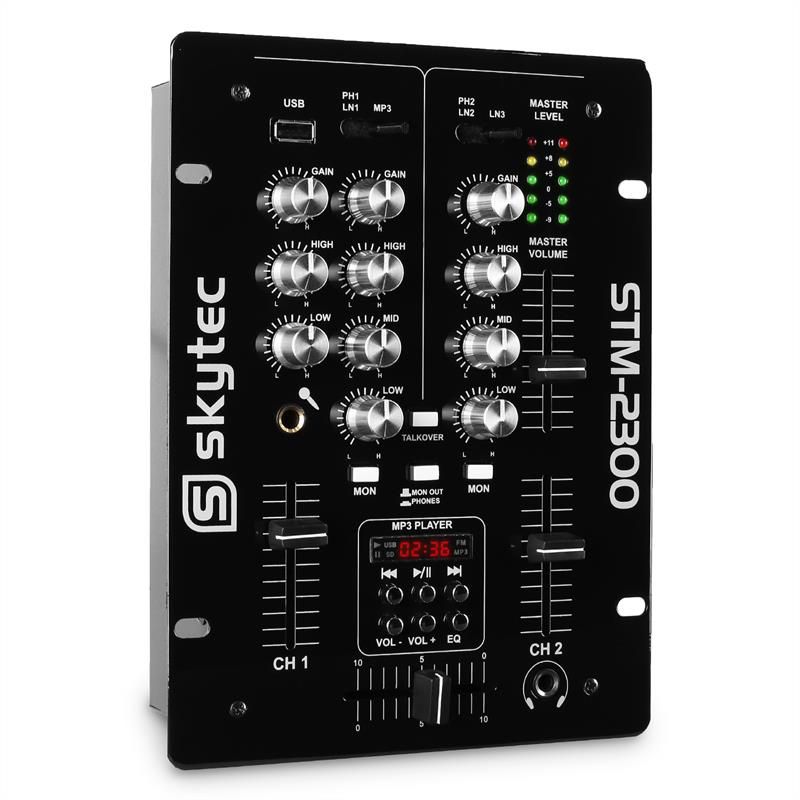 Skytec STM-2300 2-Channel USB DJ Mixer with MP3 and EQ