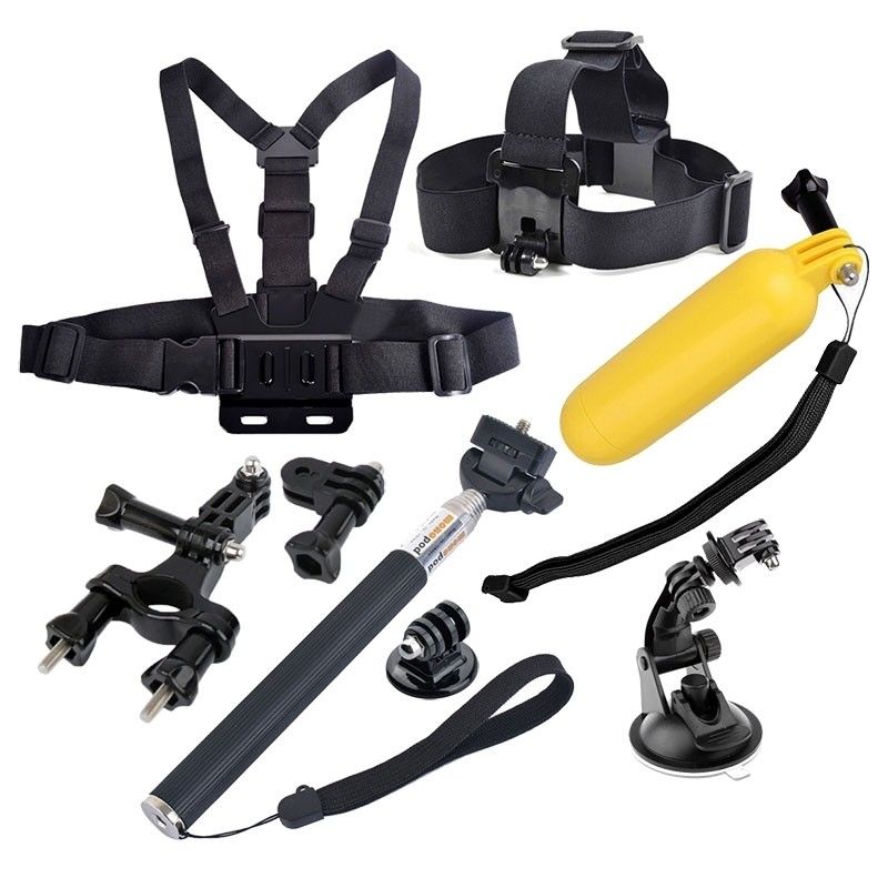 GoPro 8-in-1 Accessory Kit with Chest Strap, Head Strap, Bike Handlebar Mount, Suction Cup, Extensible Monopod and Floating Grip