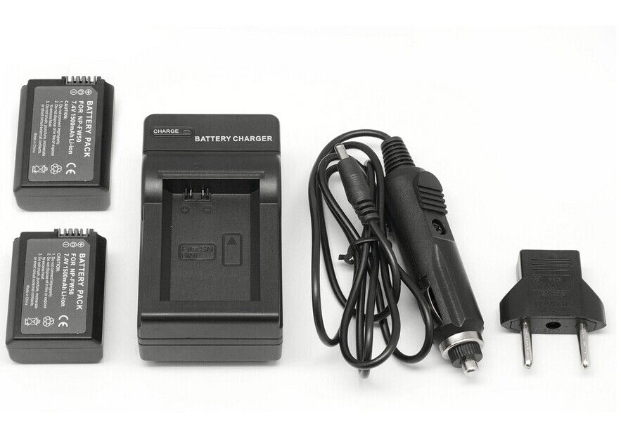 QUMOX 2x NP-FW50 Rechargeable Battery + Charger for Sony Alpha and Cyber-shot Cameras