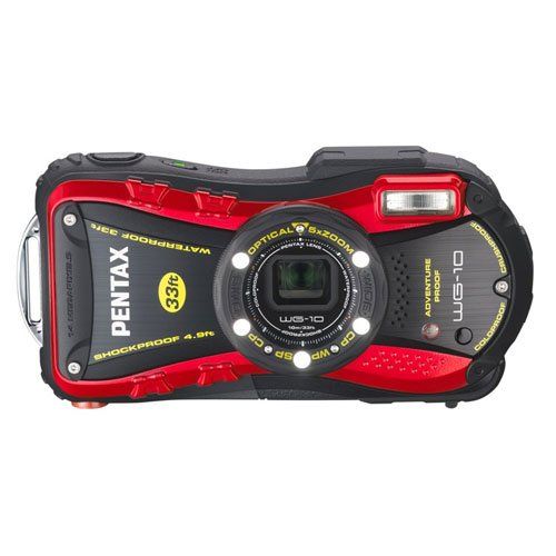Pentax WG-10rd Waterproof Digital Camera, Red (1cm Macro Included)