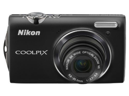 Nikon Coolpix S5100 Smart Black Digital Camera 12.2MP 5x Optical Zoom Wide-Angle Lens 28mm 2.7-inch LCD