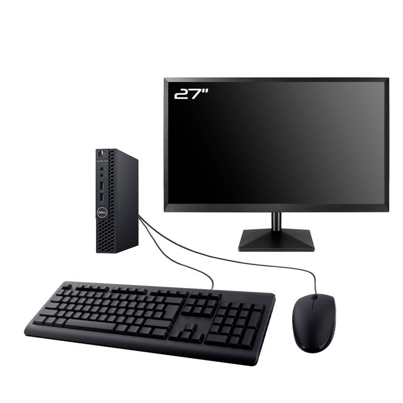 Ordinateur de bureau Dell Optiplex 3060 - Écran 27'', Processeur Intel i3-8100T, 32 Go de RAM, 480 Go SSD, Windows 11