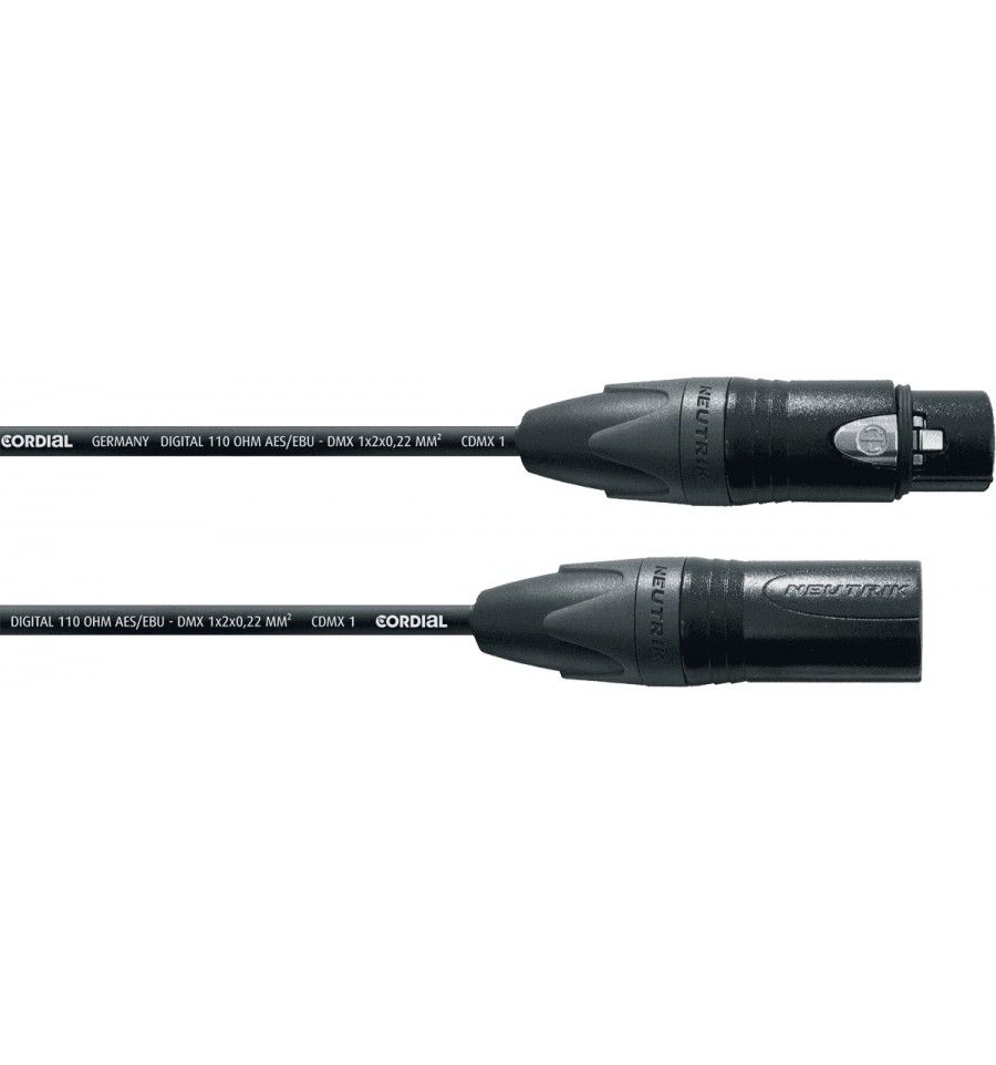 Cordial CDX10-2 - DMX Cable - 5 Connectors - XLR Male to Female - 10m