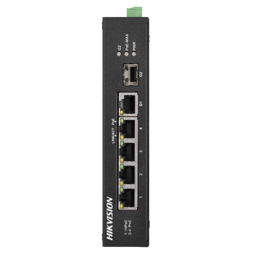 Hikvision DS-3T0306HP-E/HS Unmanaged L2 Fast Ethernet Switch (10/100) with Ethernet Connection and PoE Support, Grey