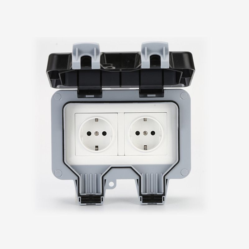 European Standard Waterproof Plug Socket IP66 for Outdoors, Grey