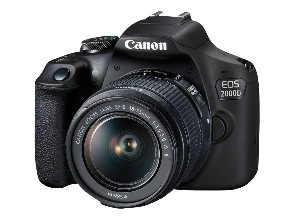 Canon EOS 2000D Digital Camera - 24.1MP APS-C Reflex - 3x Optical Zoom EF-S 18-55mm IS II & EF 75-300mm III Lenses - Wi-Fi, NFC