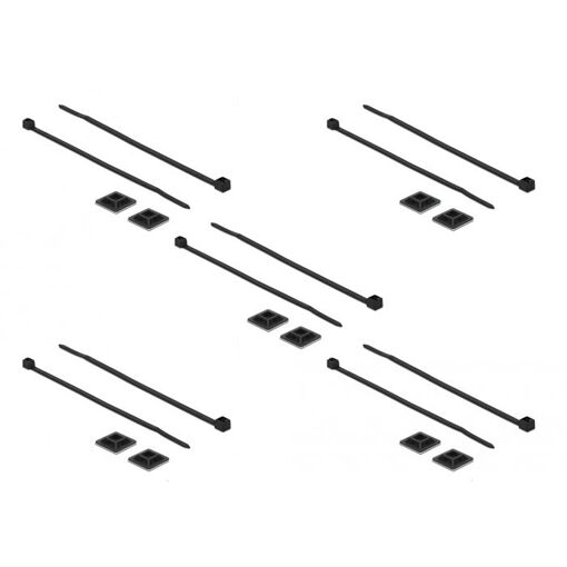 Soporte para cables Delock, Negro de nylon, 10 unidades