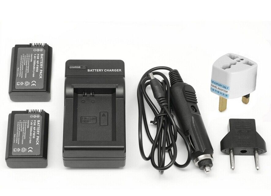 QUMOX 2x NP-FW50 Rechargeable Li-ion Battery with UK Charger for Sony Digital Cameras