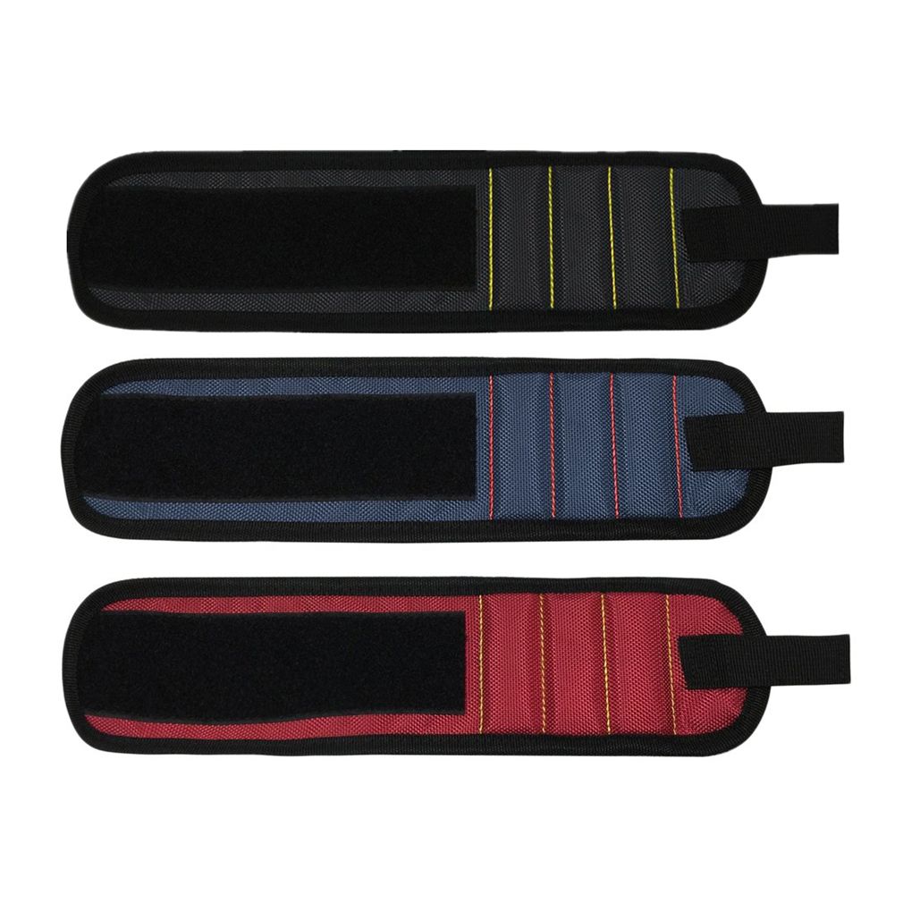 Banda de soporte de muñeca magnética CNYO® con imanes poderosos para fijación de tornillos pulseras cinturones soporte Chuck deportivo Rojo/Azul/Negro