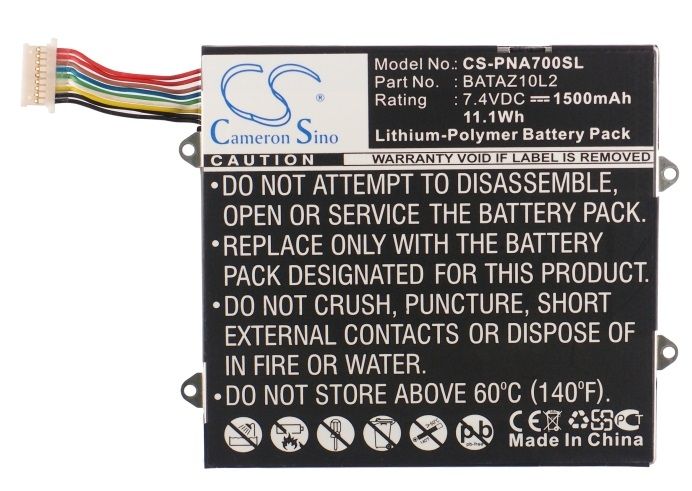 Batterie Li-Polymer Panasonic 7,4V 1500mAh / 11,1Wh (Modèle BATAZ10L2) pour Panasonic ELocity A7