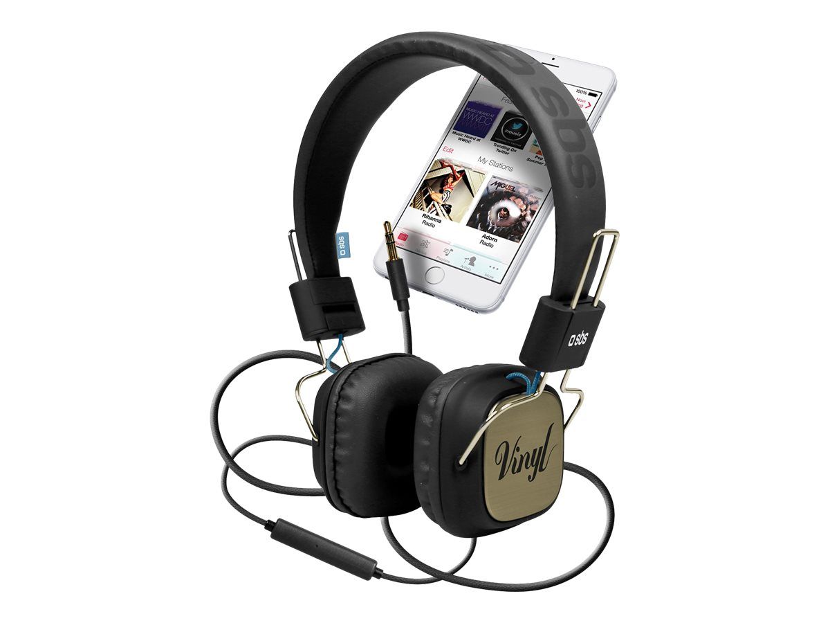 SBS DJ Vinyl Headphones with Microphone
