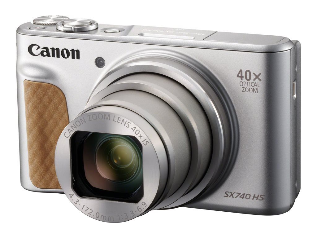 Canon PowerShot SX740 HS Compact Camera - 20.3MP - 4K/30fps - 40x Optical Zoom - Wi-Fi, Bluetooth - Silver