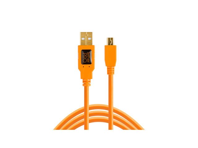 Tether Tools TetherPro USB 2.0 to Mini-B 5-Pin Cable, 4.6m, Orange