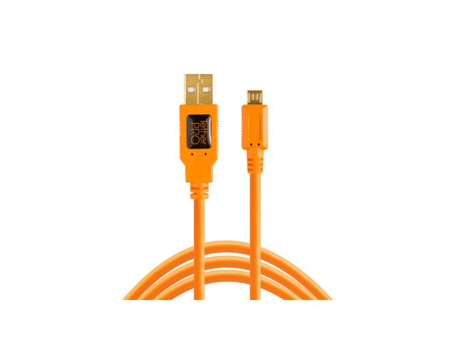 Tether Tools TetherPro USB 2.0 A Male to Micro B 5-Pin Cable, Orange