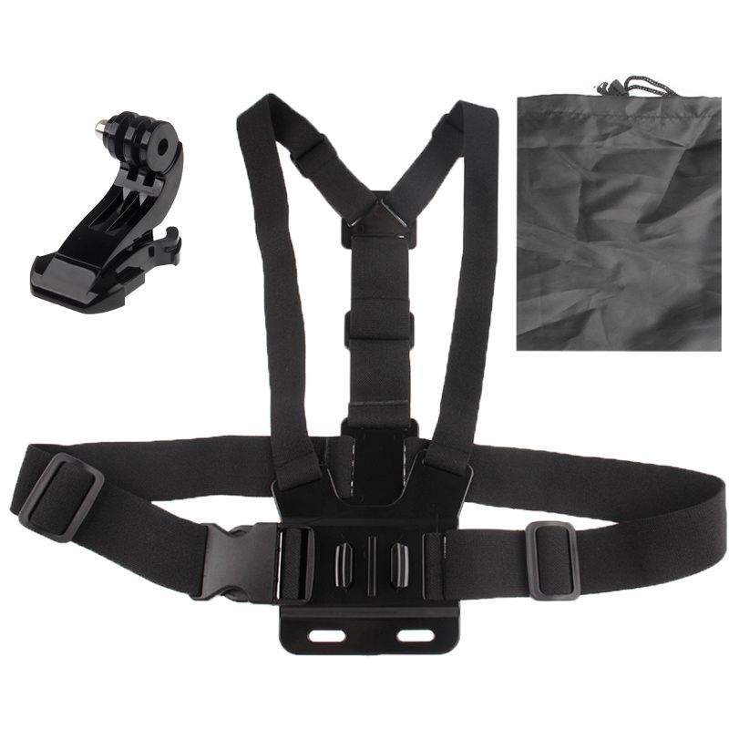 Ceinture de poitrine ajustable Allshopstock avec support en forme de J et pochette pour GoPro HERO (Noir)
