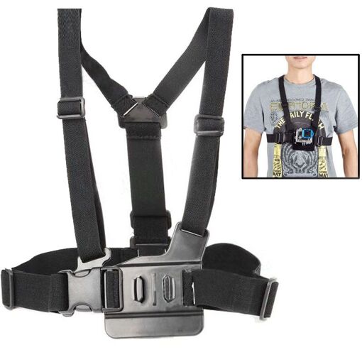 Cinturón torácico elástico ajustable de Allshopstock para cámaras de acción GoPro y similares (Negro)