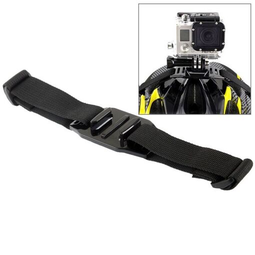 Adaptateur de montage pour casque ventilé avec sangle pour caméra GoPro et Xiaoyi (Noir)