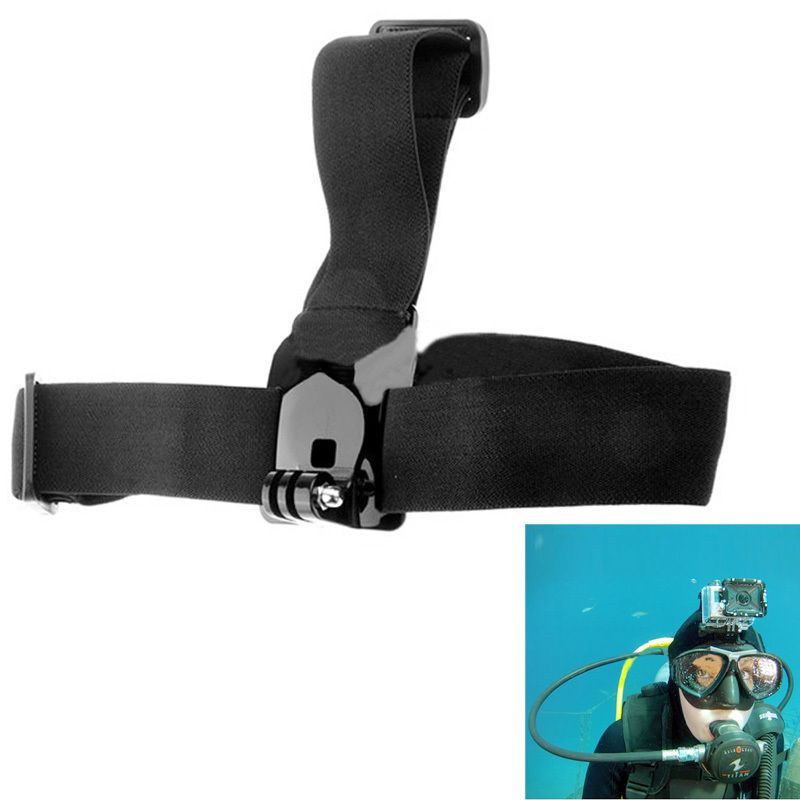 Ceinture de tête ajustable et antidérapante pour caméra GoPro et autres caméras d'action (Noir)