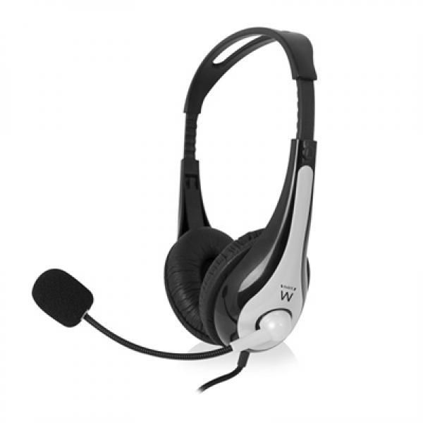Ewent EW3562 Wired Headset with Mic - Black/Silver