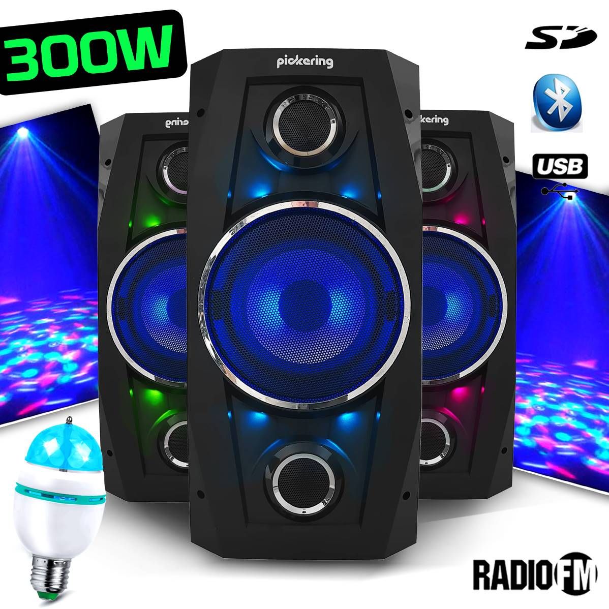 Pickering XS8 High Power Mobile Karaoke Speaker with LED Lights and Built-in Battery