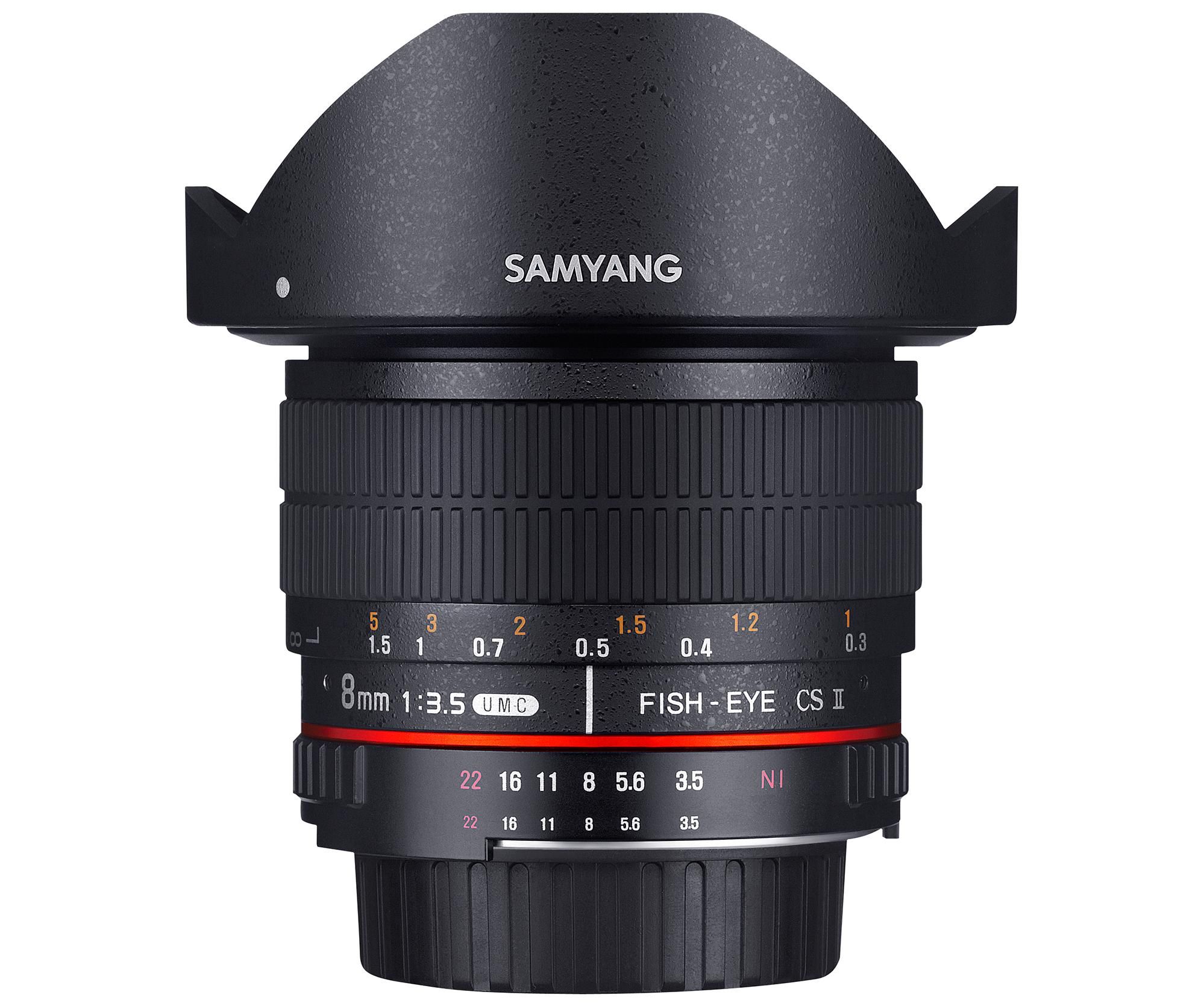 Samyang 8mm f/3.5 Fisheye CS II Lens with Hood (Fuji X)